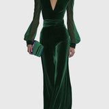 Sabrina – jumpsuit i sammet med V-ringning