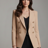 Produktbild – Rebecca – Damens dubbelknäppta blazer med detaljer i guldton