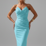 Produktbild – Rachel – Damernas Strapless Rynkad Kjol Midi Klänning