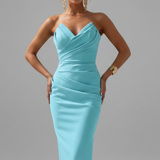 Produktbild – Rachel – Damernas Strapless Rynkad Kjol Midi Klänning