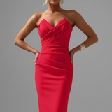 Produktbild – Rachel – Damernas Strapless Rynkad Kjol Midi Klänning