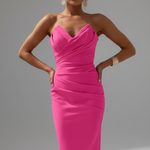 Produktbild – Rachel – Damernas Strapless Rynkad Kjol Midi Klänning