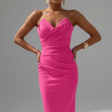 Produktbild – Rachel – Damernas Strapless Rynkad Kjol Midi Klänning