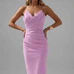 Produktbild – Rachel – Damernas Strapless Rynkad Kjol Midi Klänning