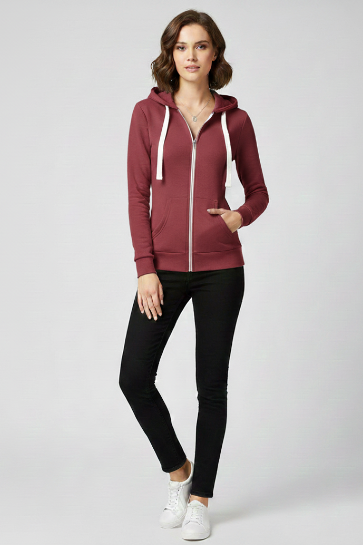 Produktbild – Grace – Dam Hoodie med Framlåset och Kängurufickor