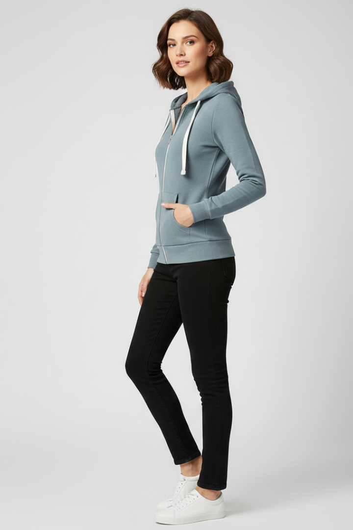 Produktbild – Grace – Dam Hoodie med Framlåset och Kängurufickor