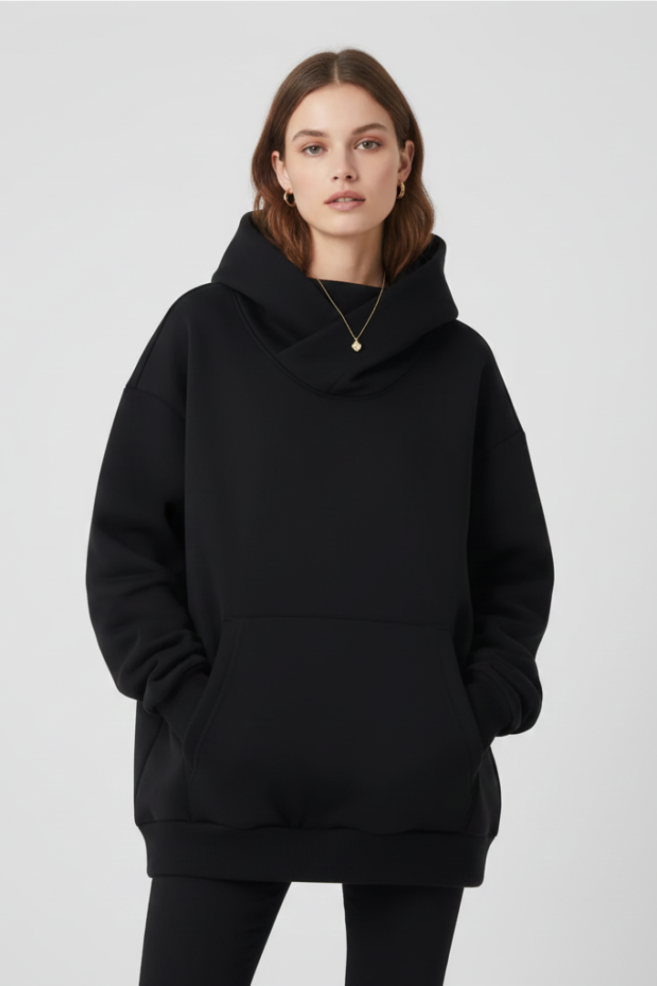 Produktbild – Gabriella – Damhoodie med hög krage och bred huva