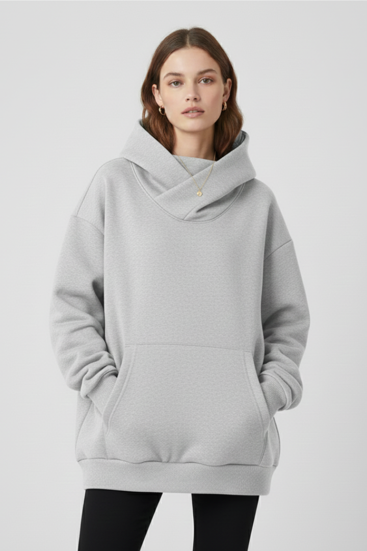 Produktbild – Gabriella – Damhoodie med hög krage och bred huva