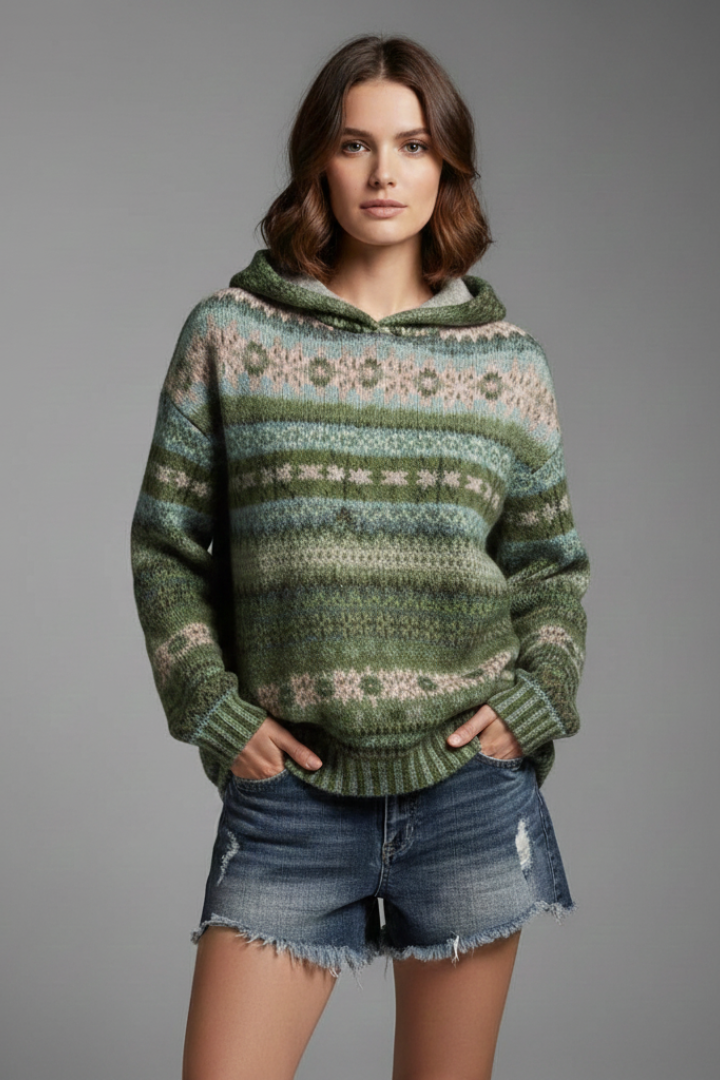 Produktbild – Dakota – Dam Hoodie med Huva och Ribbad Manschett