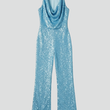 Produktbild – Lauren – Dam Halterneck Texturerad Vida Byxor Jumpsuit