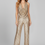 Produktbild – Lauren – Dam Halterneck Texturerad Vida Byxor Jumpsuit