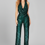 Produktbild – Lauren – Dam Halterneck Texturerad Vida Byxor Jumpsuit