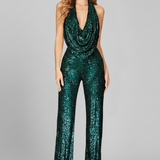 Produktbild – Lauren – Dam Halterneck Texturerad Vida Byxor Jumpsuit