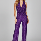 Produktbild – Lauren – Dam Halterneck Texturerad Vida Byxor Jumpsuit
