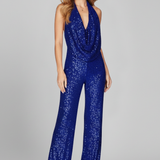 Produktbild – Lauren – Dam Halterneck Texturerad Vida Byxor Jumpsuit