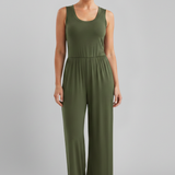 Produktbild – Emma – Dam Rundhalsad Elastisk Midja Vida Byxor Jumpsuit