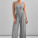 Produktbild – Emma – Dam Rundhalsad Elastisk Midja Vida Byxor Jumpsuit
