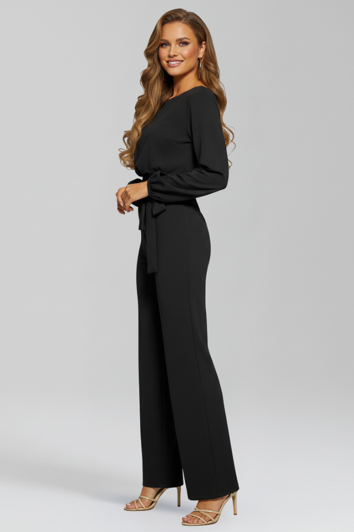 Produktbild – Caroline – Dam Rundhalsad Knytmidja Klassisk Jumpsuit