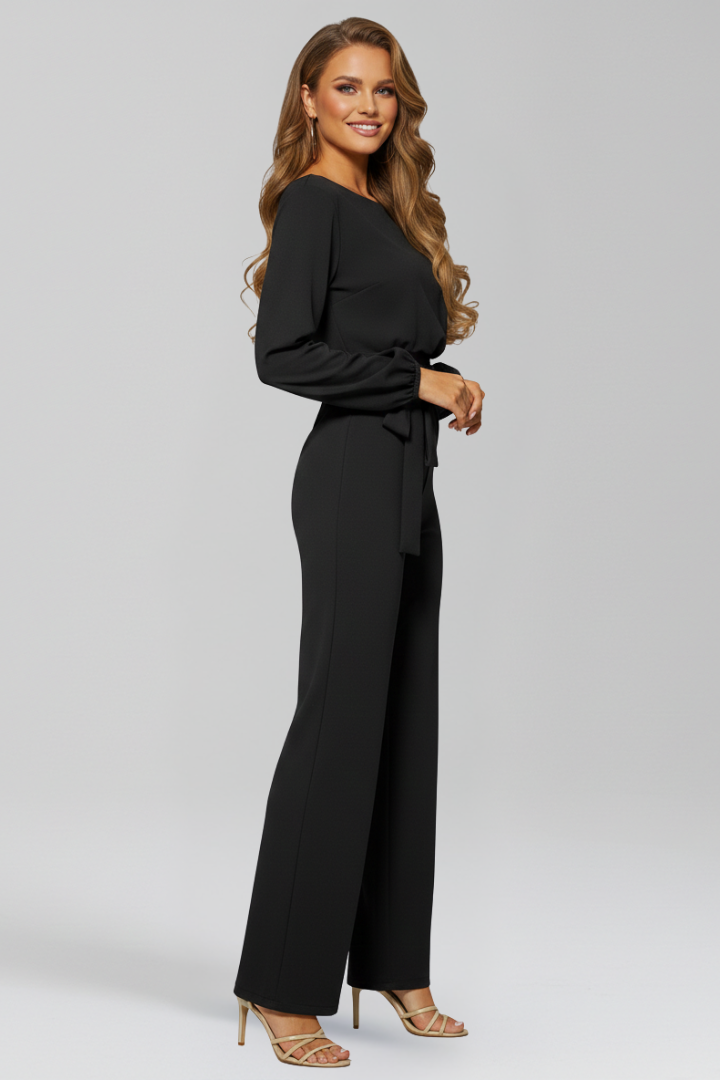 Produktbild – Caroline – Dam Rundhalsad Knytmidja Klassisk Jumpsuit