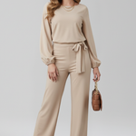 Produktbild – Caroline – Dam Rundhalsad Knytmidja Klassisk Jumpsuit