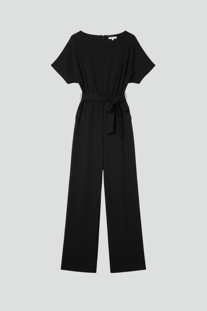 Produktbild – Danielle – Klassisk Jumpsuit Med Knytskärp Och Vida Ben För Dam