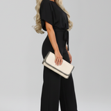 Produktbild – Danielle – Klassisk Jumpsuit Med Knytskärp Och Vida Ben För Dam