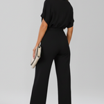 Produktbild – Danielle – Klassisk Jumpsuit Med Knytskärp Och Vida Ben För Dam