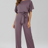 Produktbild – Danielle – Klassisk Jumpsuit Med Knytskärp Och Vida Ben För Dam