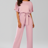 Produktbild – Danielle – Klassisk Jumpsuit Med Knytskärp Och Vida Ben För Dam