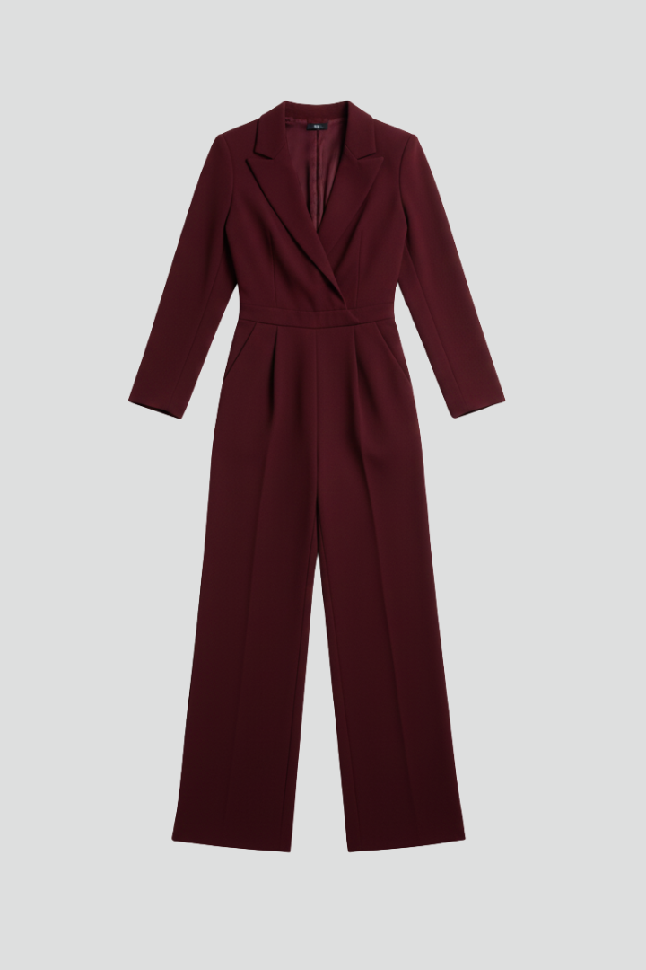 Produktbild – Charlotte – Skräddarsydd Jumpsuit Med Omlott Fram Och Vida Ben För Dam