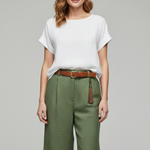 Produktbild – Hannah – Damens Högmidjade Skräddarsydda Casual Shorts med Uppvik