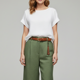 Produktbild – Hannah – Damens Högmidjade Skräddarsydda Casual Shorts med Uppvik