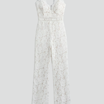 Produktbild – Emily – Ärmlös V-ringad Jumpsuit Med Spets Och Vida Ben För Dam