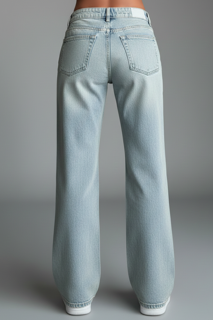 Produktbild – Heather – Damens avslappnade jeans med vida ben och dragsko