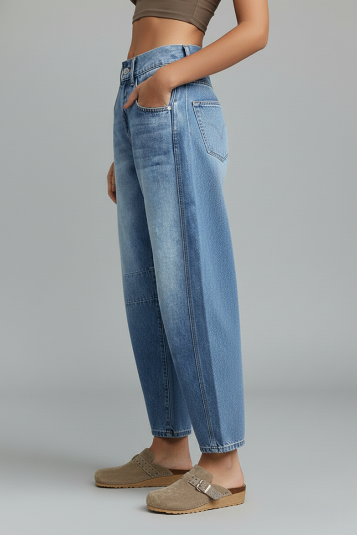 Produktbild – Isabella – Damens avslappnade lågmidjade raka jeans