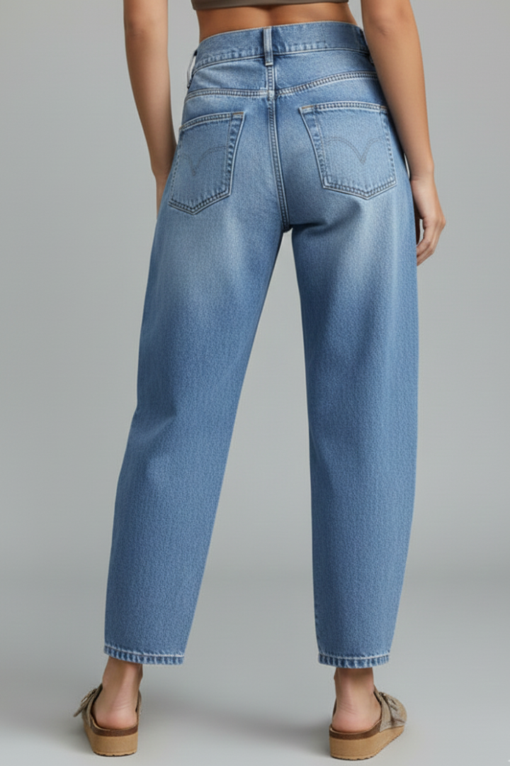 Produktbild – Isabella – Damens avslappnade lågmidjade raka jeans