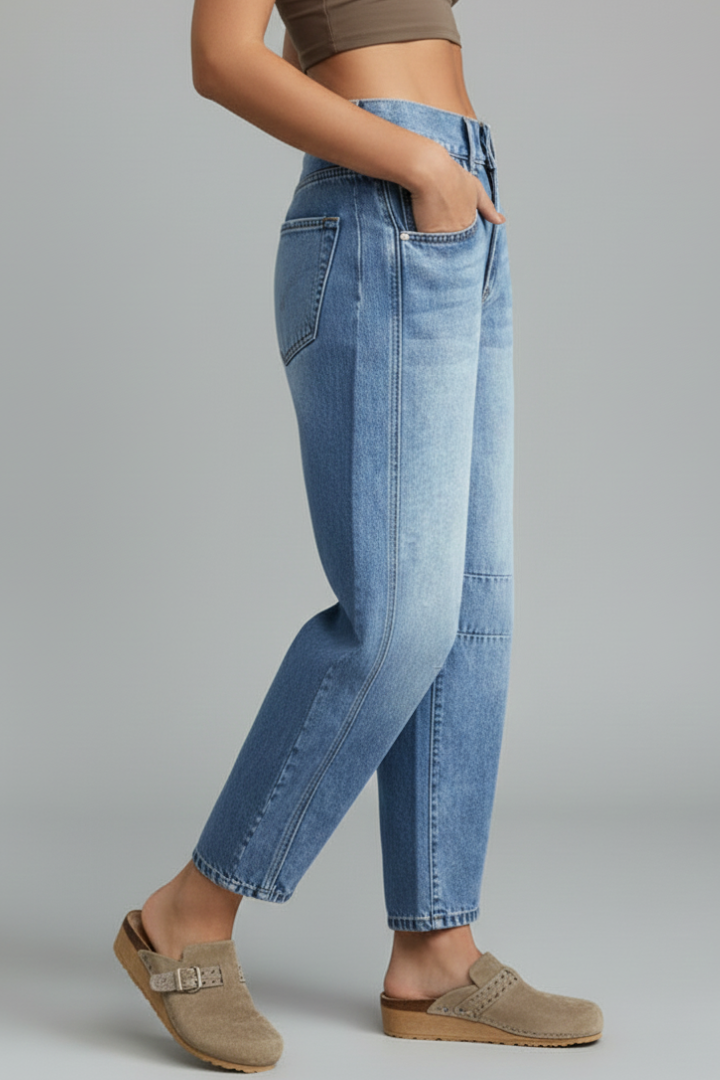 Produktbild – Isabella – Damens avslappnade lågmidjade raka jeans