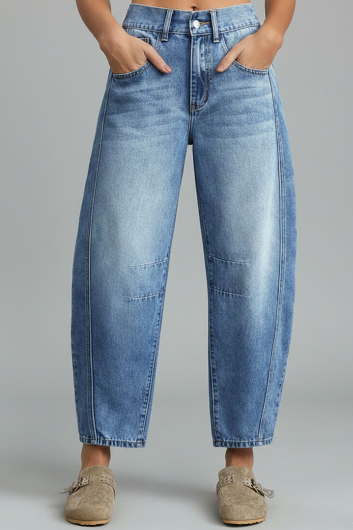 Produktbild – Isabella – Damens avslappnade lågmidjade raka jeans
