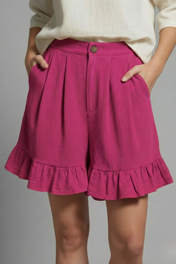 Produktbild – Jacklyn – Damens Hög Midja Volangkant Casual Shorts