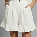 Produktbild – Jacklyn – Damens Hög Midja Volangkant Casual Shorts