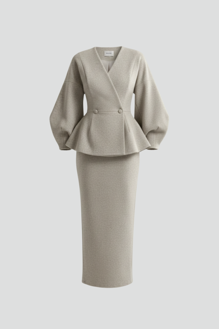 Produktbild – Taylor – Dam V-ringad Blazer och Kjol Set