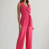 Produktbild – Kimberly – Ärmlös V-ringad Jumpsuit Med Knytmidja För Dam
