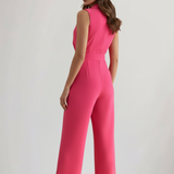 Produktbild – Kimberly – Ärmlös V-ringad Jumpsuit Med Knytmidja För Dam
