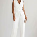 Produktbild – Kimberly – Ärmlös V-ringad Jumpsuit Med Knytmidja För Dam