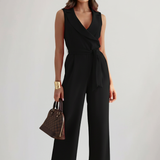 Produktbild – Kimberly – Ärmlös V-ringad Jumpsuit Med Knytmidja För Dam