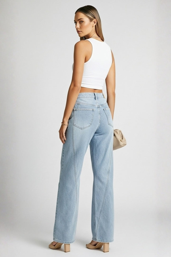 Produktbild – Kayla – Damens Högmidjade Klassiska Rakbenjeans