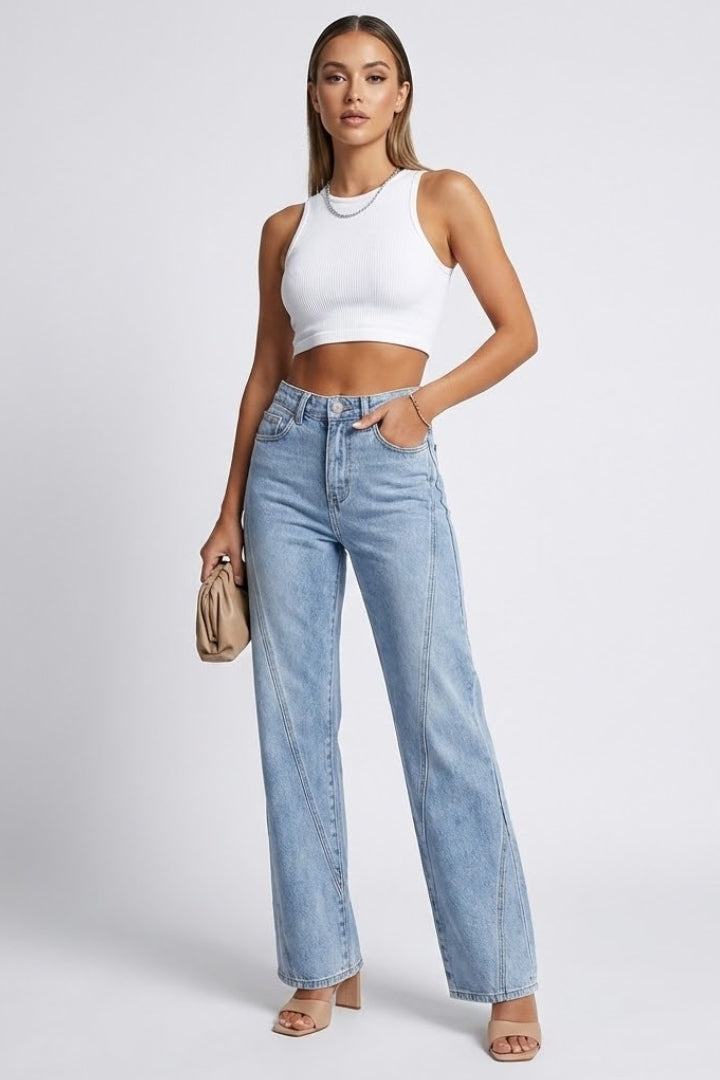 Produktbild – Kayla – Damens Högmidjade Klassiska Rakbenjeans