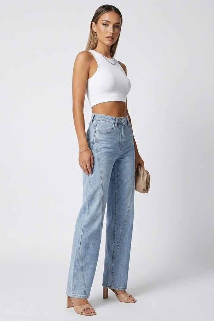 Produktbild – Kayla – Damens Högmidjade Klassiska Rakbenjeans