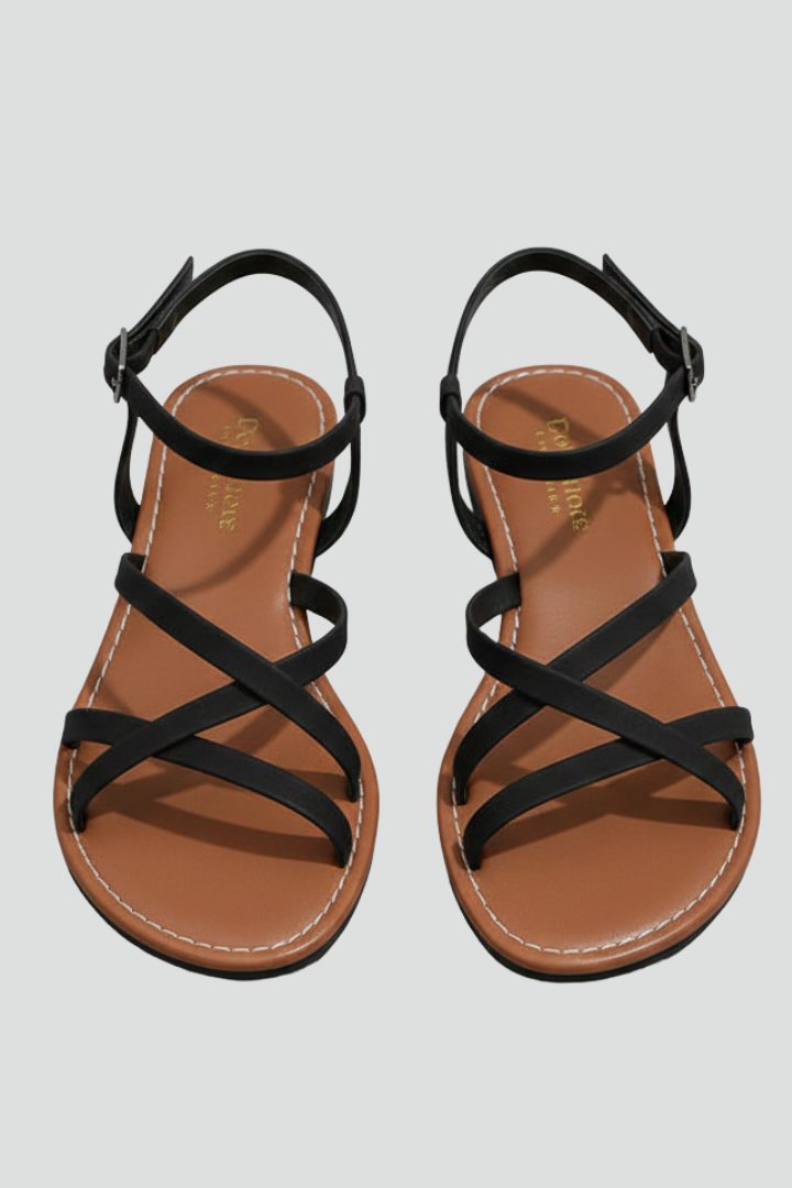 Produktbild – Isabella – Platta Sandaler Med Ankelrem Och Öppen Tå För Dam