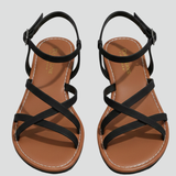 Produktbild – Isabella – Platta Sandaler Med Ankelrem Och Öppen Tå För Dam
